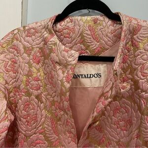 Vintage Designer Metallic Brocade Long Pink & Gold Opera Coat